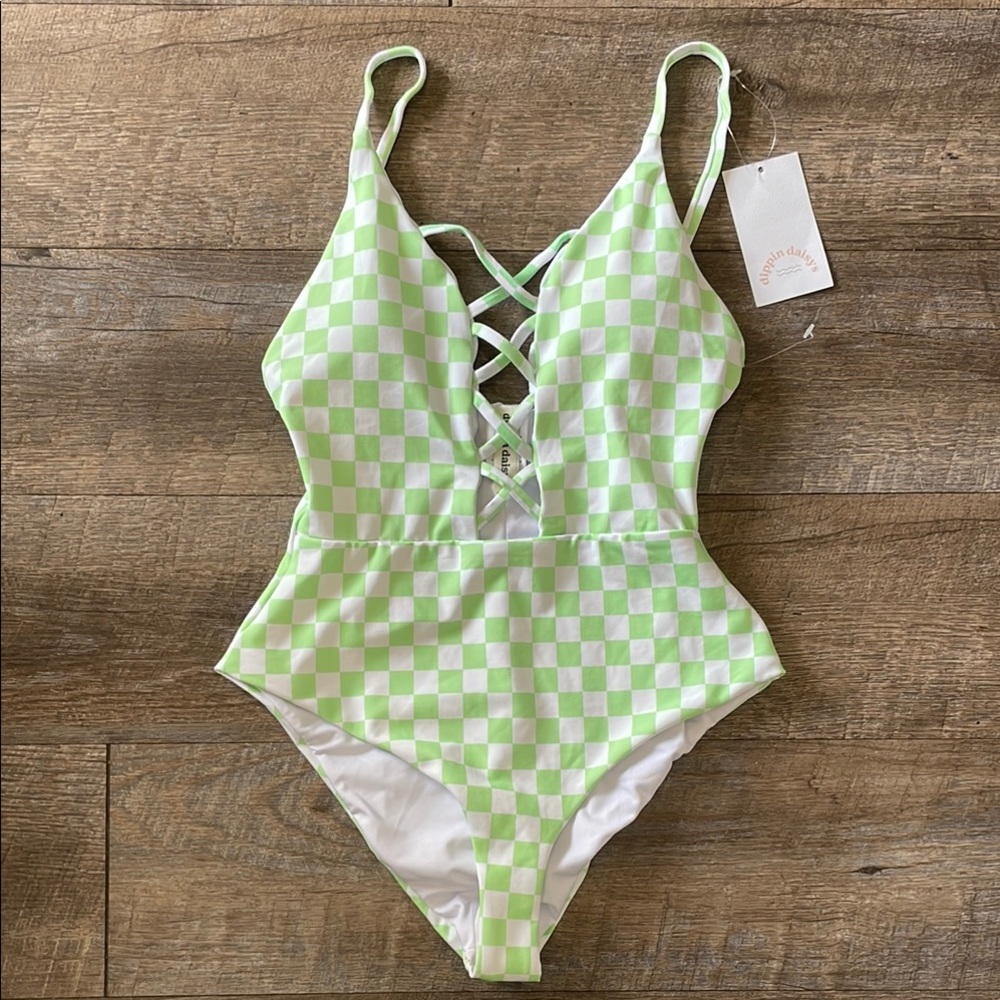 NWT Dippin Daisys checkered bliss one piece swimsuit